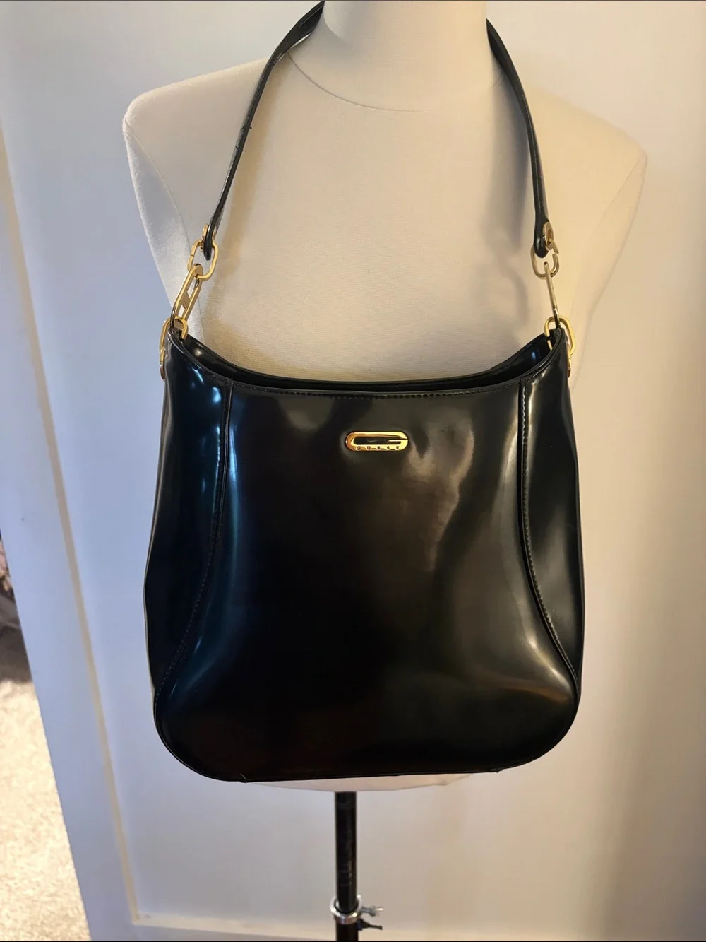 Guess Black Shoulder Bag with Gold Hardware